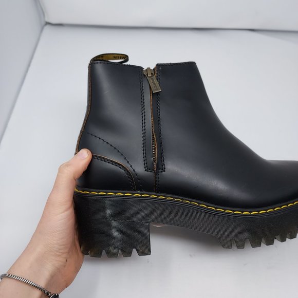 Dr. Martens Rometty II Zip Heeled Chelsea Platform Black Lug Boots - Picture 2 of 12